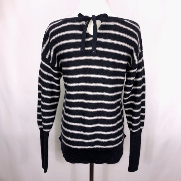 Rebecca Taylor French Sailor Embroidered Striped Light Fine Merino Sweater - Picture 6 of 12